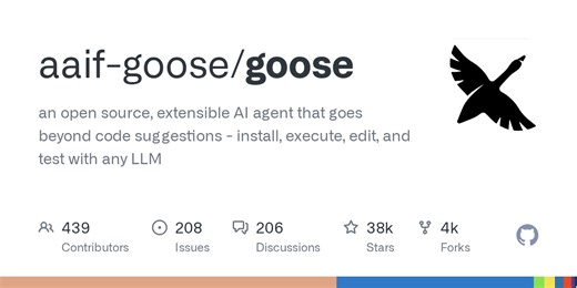 GitHub - aaif-goose/goose: an open source, extensible AI agent that goes beyond code suggestions - install, execute, edit, and test with any LLM