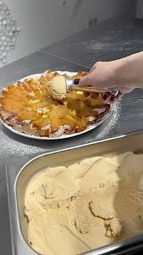 Caramelized Apple Pie with Homemade Ice Cream 😋Recipe in the pinned comment ⬇️