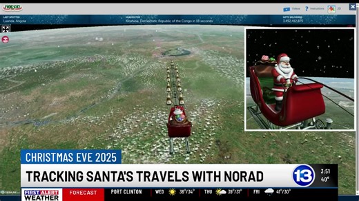 Get ready! 🎅 NORAD Santa Tracker is LIVE! Follow Santa's journey around the world right now and see when he'll be heading to your chimney | 13abc