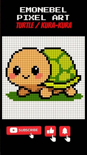 Cute Turtle Pixel Art 🐢 | Easy Speed Drawing Tutorial | Emonebel #pixelart #art #shorts #fyp