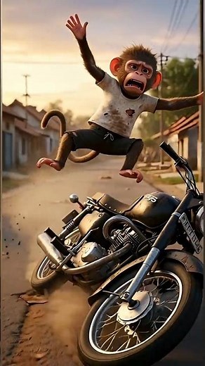 What Happens When a Monkey Rides a Motorcycle? #poormonkey