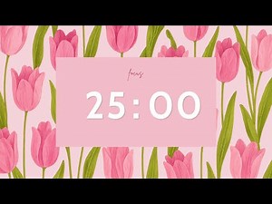 Pink Tulips 🌷 25/5 Aesthetic Pomodoro Timer • Calming Lo-fi Music • 2h Session • Study With Me