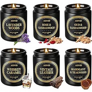 AOOVOO Scented Candles Gift Set - 6 Pack Candles for Men | Soy Candle for Home Scented, 42 oz 300 Hour Long Lasting Candle Set for Gift, Birthday, Christmas, Thanksgiving, Anniversary