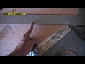 Marking Bottom Tread on Stair Stringer With Framing Square