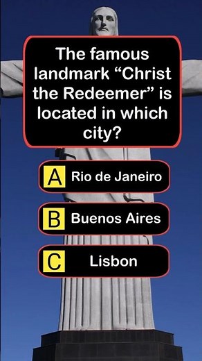 Christ the Redeemer Is Located in Which City? ✝️🌍 | #shorts #quiz #quizshorts #usaquiz #mcq