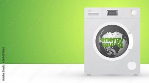 energy saving concept world in the washing machine eco motion background loop