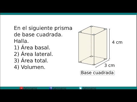 Área y volumen de un prisma de base cuadrada.