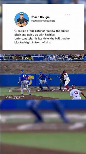 RKD Spiked Pitch Block To Right (Example) #baseball #catchers #catchingmadesimple