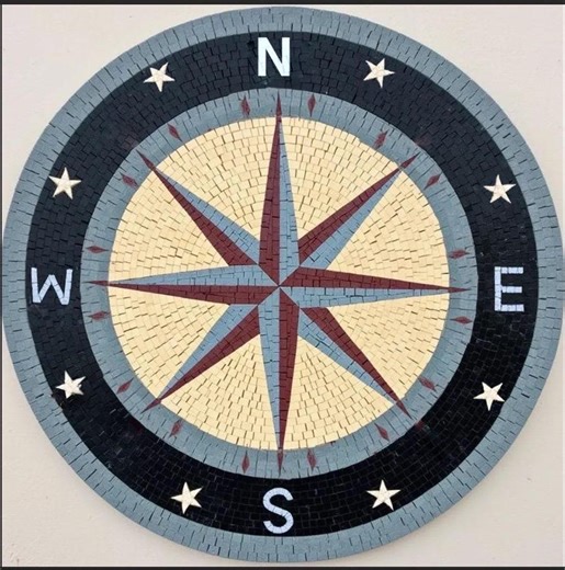 Mosaic Tiles | Compass Rose | Floor Medallion | Decorative Tile | Entryway, Hallway, Kitchen Tiles | Patio Decor - Etsy