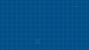 Digital animation of a please reboot message from an arcade game. The background is a grid with glowing squares and dots moving along it