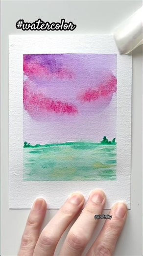🎨🌳 A late afternoon watercolor… A mauve sky swept by raspberry-pink clouds…