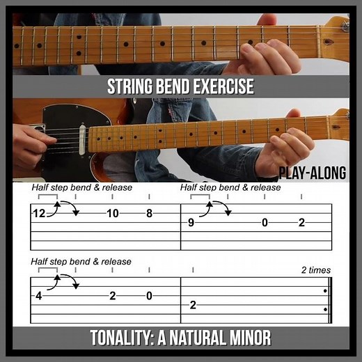 String Bend Study #1 Technique Exercises for Guitar
