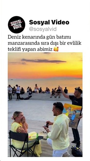 Our brother pulling off an extraordinary marriage proposal at sunset by the seaside 🥰