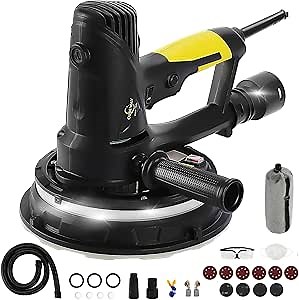Handheld Electric Drywall Sander with Vacuum, LED Light, Variable Speed and 10PCS Sanding Discs, 720W Electric Sander for Wall, Ceiling, Painting Prep