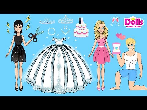 PAPER DOLLS WEDDING DRESS UP PAPER CRAFTS HANDMADE DIY