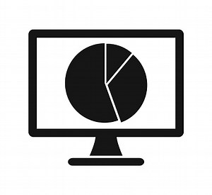 Computer Graph Icon mit Pie-Chart-Symbol. Flache Vektor EPS.