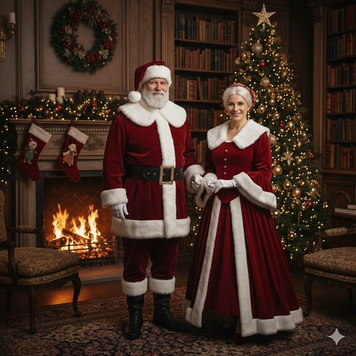 Mr Mrs Claus Red Costume | Matching Velvet Santa Suit & Long Dress | Luxury Christmas Outfits for Couples Holiday Cosplay for Adults - Etsy Ireland