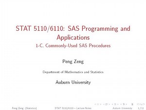 SAS - 1C - Commonly Used SAS Procedures