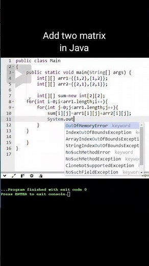 add two matrix in Java