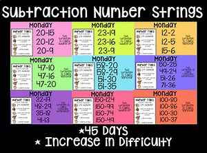45 Day Number Talk Strings Subtraction- Adding Up, Removal, Constant Difference