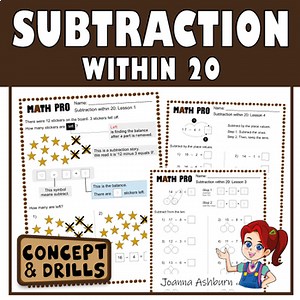 Subtraction within 20 Differentiated Practice and Enrichment Worksheets