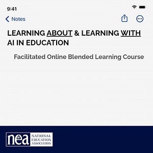 2.6K views · 234 reactions | Artificial intelligence is rapidly changing how educators teach, learn, work, and live. Increase your AI knowledge and discover how you can incorporate AI tools into your teaching—both effectively and ethically. Get started with NEA’s latest professional learning opportunity for educators: Learning About and Learning With AI in Education Online Blended Learning Course. Register now >> | NEA Today | Facebook