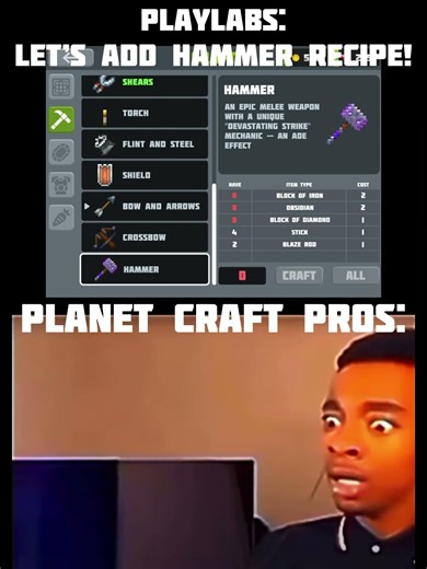 #planetcraft let’s add hammer recipe!