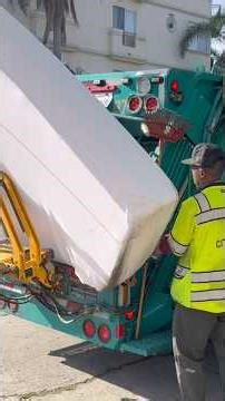Tiny garbage truck eats 3 mattresses! #garbagetruck #losangeles #sanitation #illegaldumping