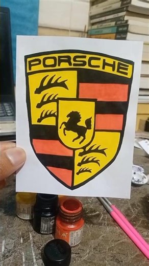 Drawing the Porsche Shield Logo in 1 Hour #artwork #art #short #porsche