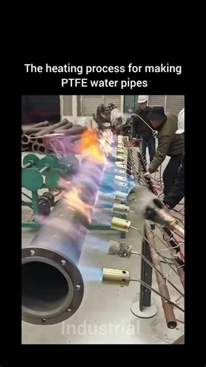 Industrial tube on Instagram: "PTFE (Polytetrafluoroethylene), often known by the brand name Teflon, requires a specialized heating and forming process because it behaves very differently from ordinary plastics. 🧱 Raw Material Preparation PTFE starts as a fine white powder, not pellets like most plastics. This powder is carefully measured and prepared to ensure consistent quality. 🔥 Controlled Heating (Sintering Process) Instead of melting and flowing, PTFE is heated to very high temperatures 