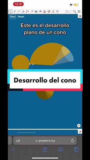 Desarrollo plano del cono en GeoGebra