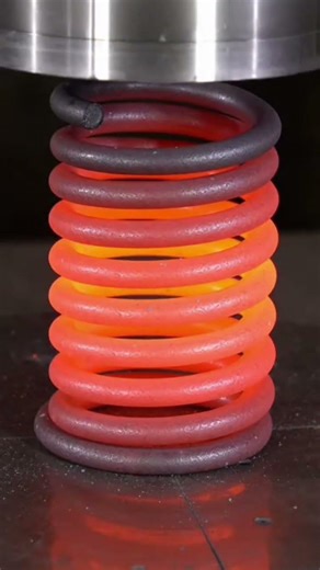 Hydraulic Press vs Red Hot Steel Spring 🔥 | Extreme Crush Test