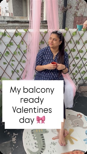 Greenberry Gardenn on Instagram: "Our little date corner ❤️ watch full video on YouTube link in my bio 🔗 #balcony #balconydecor #balconymakeover #homedecor #valentines"