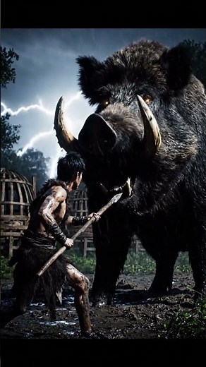 How Did Ancient Humans Master Prehistoric Wild Boar Hunting for Survival #shorts