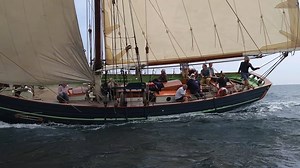 Footage of Agnes over the weekend winning the pilot cutter review!!! Still chances to sail her this summer to the Scillies this September. | Classic Sailing