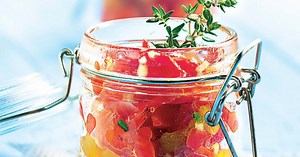 Poivrons grillés marinés au thym citron et à l’ail rose