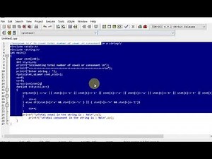 program in C to count total number of vowel or consonant in a string