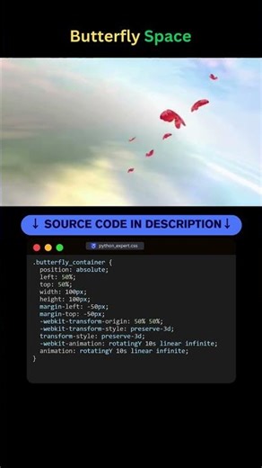 Butterfly Space – Magical Flying Animation (HTML & CSS) #coding #programming #css #butterfly #fyp