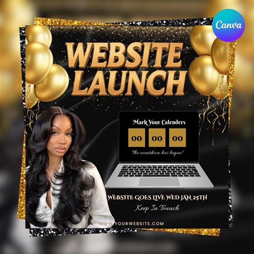 Website Launch Flyer: Grand Opening, Coming Soon (canva Editable) Editbale Website Launch Flyer, Grand Opening Flyer, Gold Flyer - Etsy