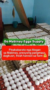 177 reactions · 63 shares | Itlog barato ug bag-o harvest!殺 #eggs #GoMabinayEggsSupply Location: Block #20, Dry Goods Building Poblacion, Mabinay Neg. Or. Landmark: Mabinay Terminal Complex, linyada Nicknick Parlor, tapad ayuhanan selpon. | Go Mabinay | Facebook