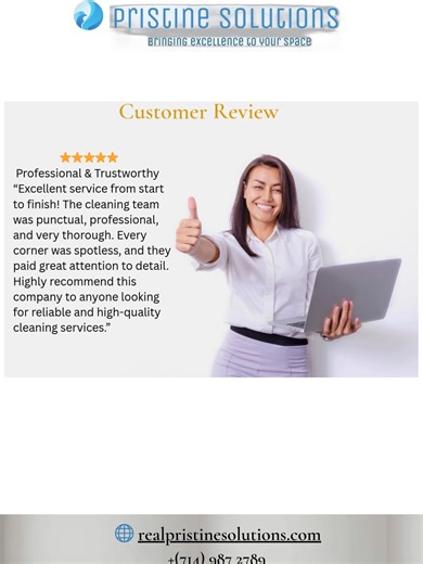 I’m so impressed with the level of cleanliness Real Pristine Solutions achieved in my office. They truly go above and beyond to ensure customer satisfaction.