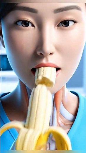 Transparent Woman Eating a Banana — Inside the Body Animation 🍌 #explore #fypシ゚viral