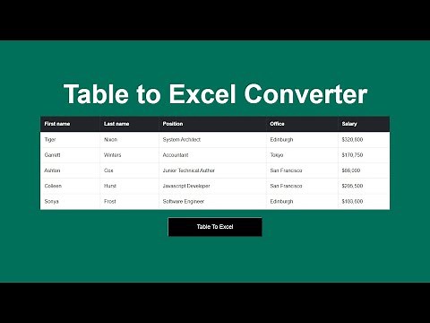 Export HTML Table to Excel using JavaScript