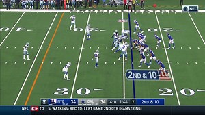 Daniel Jones practically out of bounds as he delivers sideline strike to Slayton