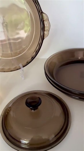 Vintage PYREX Vision & CORNINGWARE Bakeware – USA Made – Pie Plates, 1 Qt. Dish, V1C Lid – Amber Brown Glass Ovenware - Etsy