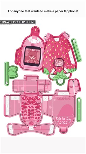 DIY Printable Sanrio Paper Squishy Flip Phone Template
