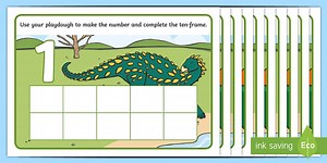 Dinosaur Ten-Frame Number Modelling Dough Mats