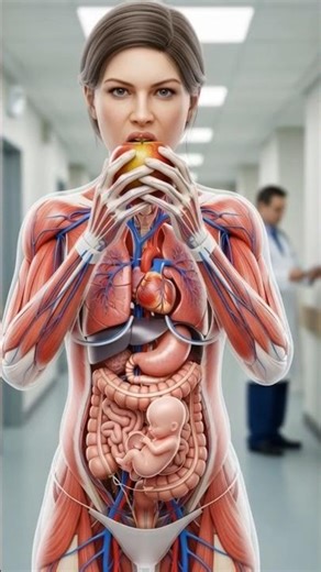 Pregnant Woman Eats Apple 🍎 | Baby Becomes Happy Inside the Womb 🤰💖 | Medical 3D Animation#short