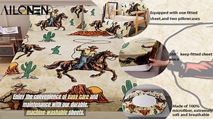 AILONEN Bohemian Sun and Moon Bedding Set Queen Size 3-Piece Fitted Sheet Set with Star and Moon Accents,Bohemian Design for a Stylish and Cozy Bedroom Decor,1 Fitted Sheet + 2 Pillowcases