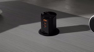 ANNQUAN 2 inch Space Saver Pop Up Outlet for Countertop with Retractable Cord,20W USB Ports,Tamper Resistant Outlets,Splashproof Pop Up Socket,Desk Power Grommet for Home Office Kitchen Black